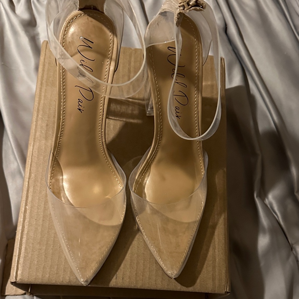 Nude Clear Strap Heels